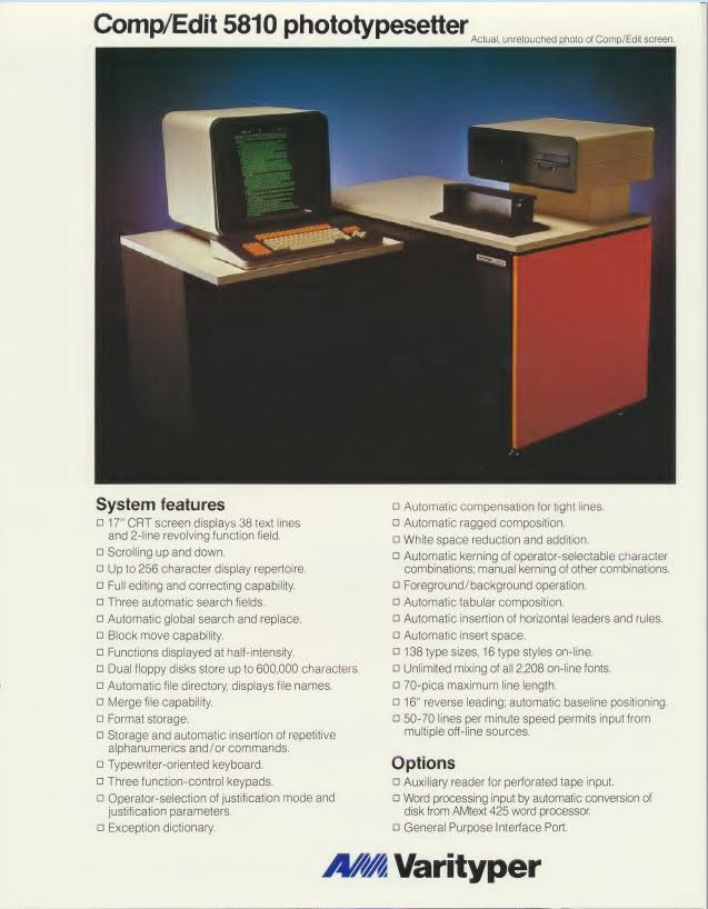 AM Varityper Comp Edit 5810 brochure